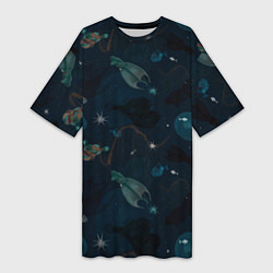 Футболка женская длинная Глубокий океан, цвет: 3D-принт