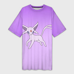 Футболка женская длинная Espeon Pokemon - розовая кошка покемон, цвет: 3D-принт