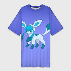 Футболка женская длинная Glaceon Pokemon, цвет: 3D-принт