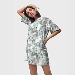 Футболка женская длинная Деньги - купюры в 1 тысячу рублей, цвет: 3D-принт — фото 2