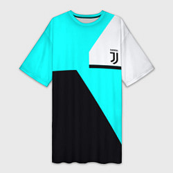 Футболка женская длинная Juventus sport geometry fc, цвет: 3D-принт