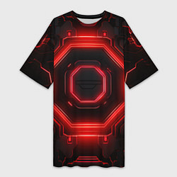 Футболка женская длинная Nvidia style black and red neon, цвет: 3D-принт