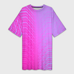 Футболка женская длинная Розовые градиентные линии, цвет: 3D-принт