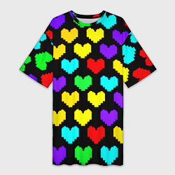 Футболка женская длинная Undertale heart pattern, цвет: 3D-принт