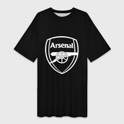 Футболка женская длинная Arsenal fc белое лого, цвет: 3D-принт