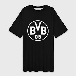 Футболка женская длинная Borussia sport fc белое лого, цвет: 3D-принт