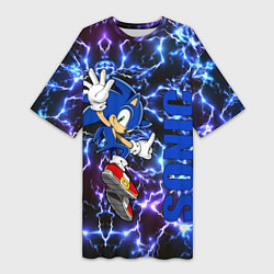 Футболка женская длинная Sonic x blue, цвет: 3D-принт