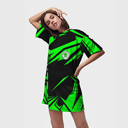 Футболка женская длинная Skoda - green uniform, цвет: 3D-принт — фото 2