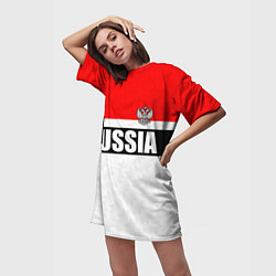 Футболка женская длинная Россия - униформа классическая с гербом, цвет: 3D-принт — фото 2