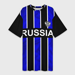 Футболка женская длинная Россия- черно-синяя униформа, цвет: 3D-принт
