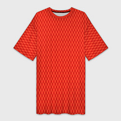 Футболка женская длинная Сочный красный паттерн сетка, цвет: 3D-принт