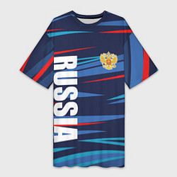 Женская длинная футболка Россия - blue stripes