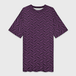 Футболка женская длинная Тёмный фиолетовый волнистые полосы, цвет: 3D-принт