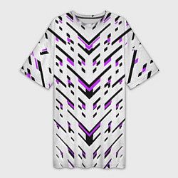 Футболка женская длинная Black and purple stripes on a white background, цвет: 3D-принт