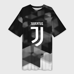 Футболка женская длинная Juventus geometry fc, цвет: 3D-принт