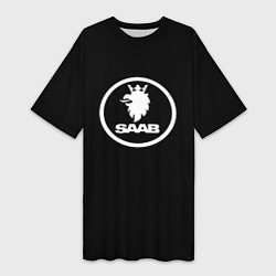 Футболка женская длинная Saab avto logo, цвет: 3D-принт