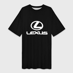 Футболка женская длинная Lexus white logo, цвет: 3D-принт