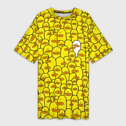 Футболка женская длинная Прикольные жёлтые утята, цвет: 3D-принт