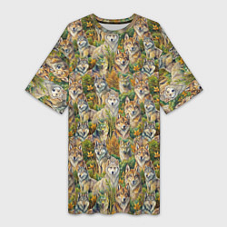 Женская длинная футболка Паттерн волчьих морд