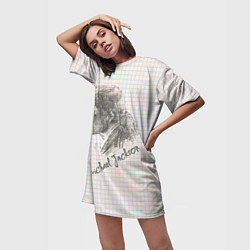 Футболка женская длинная Портрет Майкла Джексона рисунок карандашом, цвет: 3D-принт — фото 2