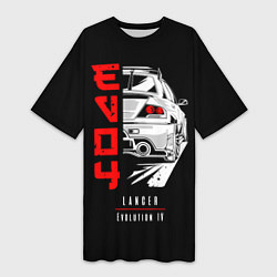 Футболка женская длинная Mitsubishi Lancer - Evolution 4, цвет: 3D-принт