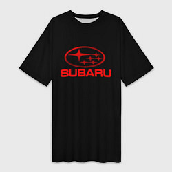 Футболка женская длинная Subaru red logo, цвет: 3D-принт