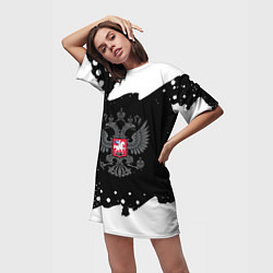 Футболка женская длинная Россия краски герб, цвет: 3D-принт — фото 2