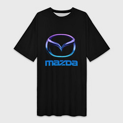 Футболка женская длинная Mazda neon logo, цвет: 3D-принт