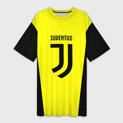 Футболка женская длинная Juventus sport geometry yellow, цвет: 3D-принт