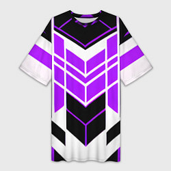 Футболка женская длинная Purple and black stripes on a white background, цвет: 3D-принт