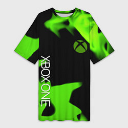 Женская длинная футболка Xbox one green flame