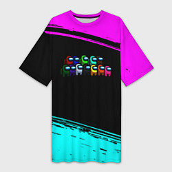 Женская длинная футболка Among us neon colors