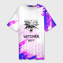 Женская длинная футболка The Witcher colors neon