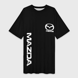 Футболка женская длинная Mazda white logo, цвет: 3D-принт