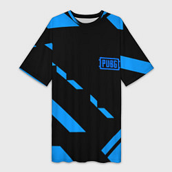 Женская длинная футболка PUBG blue geometry