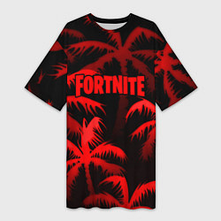 Женская длинная футболка Fortnite tropic red