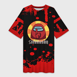 Футболка женская длинная Amomg us краски, цвет: 3D-принт