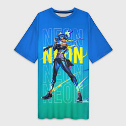 Футболка женская длинная Neon Valorant, цвет: 3D-принт