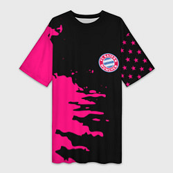 Футболка женская длинная Бавария Мюнхен краски, цвет: 3D-принт