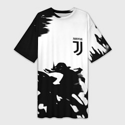 Женская длинная футболка Juventus smoke black fire