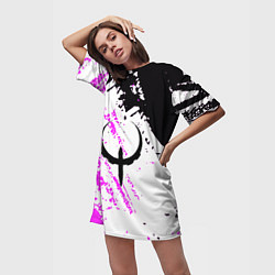 Футболка женская длинная Quake краски неон, цвет: 3D-принт — фото 2