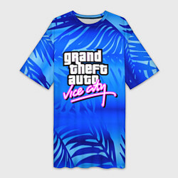 Женская длинная футболка GTA vice city тропики