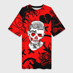 Футболка женская длинная Lil Peep логотипы, цвет: 3D-принт