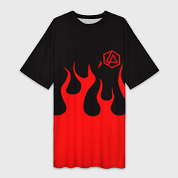 Футболка женская длинная Linkin park logo fire, цвет: 3D-принт