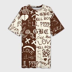 Футболка женская длинная Lil peep retro pattern, цвет: 3D-принт