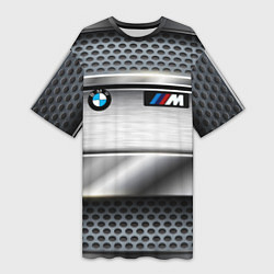 Футболка женская длинная BMW metal texture, цвет: 3D-принт