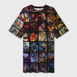 Футболка женская длинная Dota 2 - все персонажи, цвет: 3D-принт
