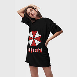 Футболка женская длинная Biohazard logo, цвет: 3D-принт — фото 2