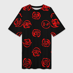 Женская длинная футболка Twenty one pilots rose pattern