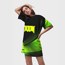 Футболка женская длинная Doom абстракция кислотная, цвет: 3D-принт — фото 2